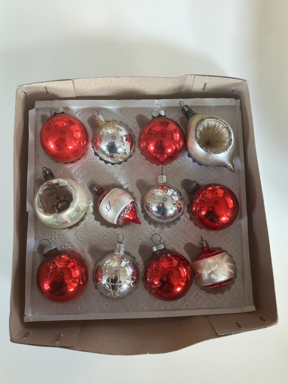 Vintage Mini Glass Christmas Ornaments 1" Mercury Indent Reflector Lot of 11